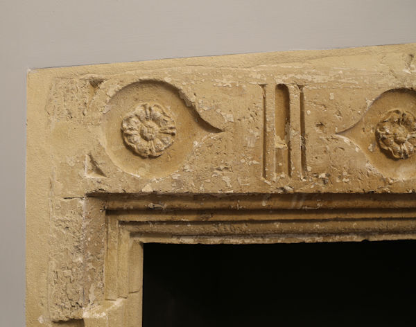 Detail of the Tudor fireplace in Room 1, York House